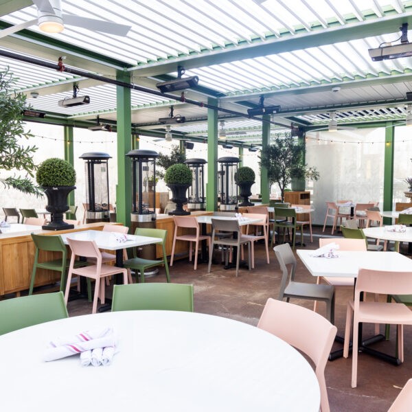 Outdoor patio at MoCo's Founding Farmers, places to eat for large parties, good restaurants for big groups near me